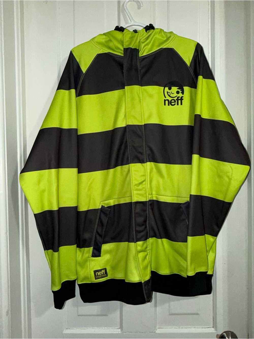 Neff High-Vis Neon Yellow and Black Logo Hoodie unisex 2X sweater